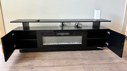 TV Stand with Electric Fireplace & LED Lights
