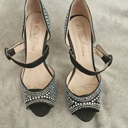 Black W/rhinestones Open- Toew/strap