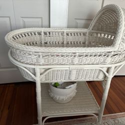 Pottery Barn Wicker Bassinet With Accessories 