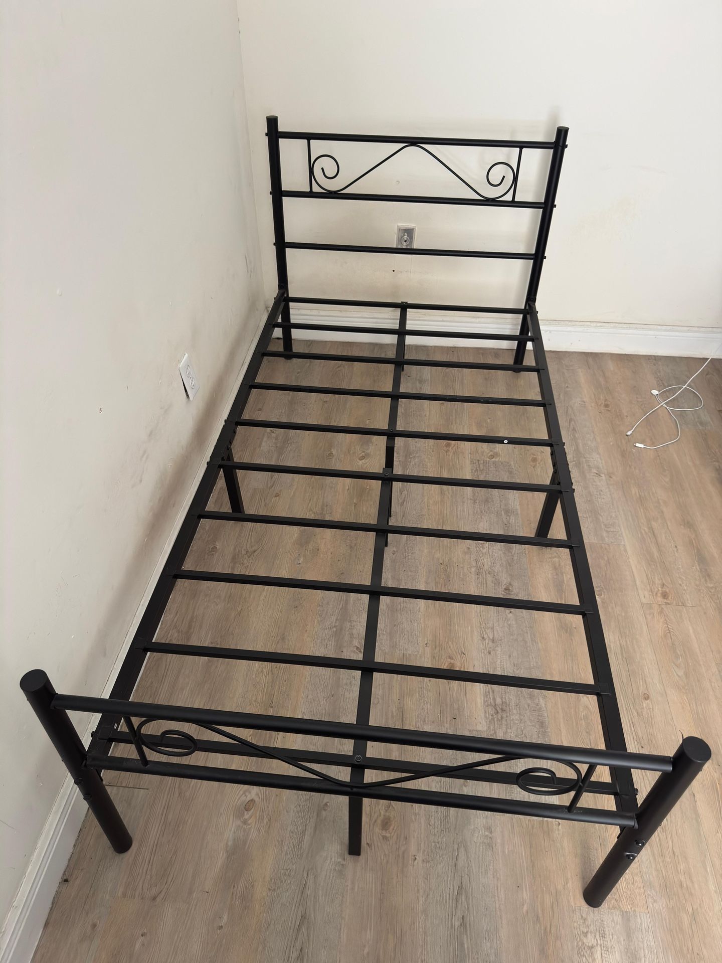 Twin XL Metal Bed Frame w/ Headboard + Footboard (No Box Spring) – $50