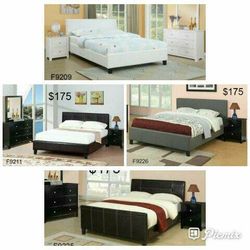 BONDED LEATHER PLATFORM BEDS IN DIFFERENT COLORS QUEEN SIZE