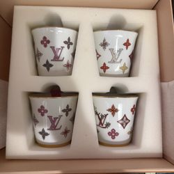 Louis Vuitton Porcelain Goblet Cup Set (4-Piece, Valentine Edition) – Never Used, Boxed