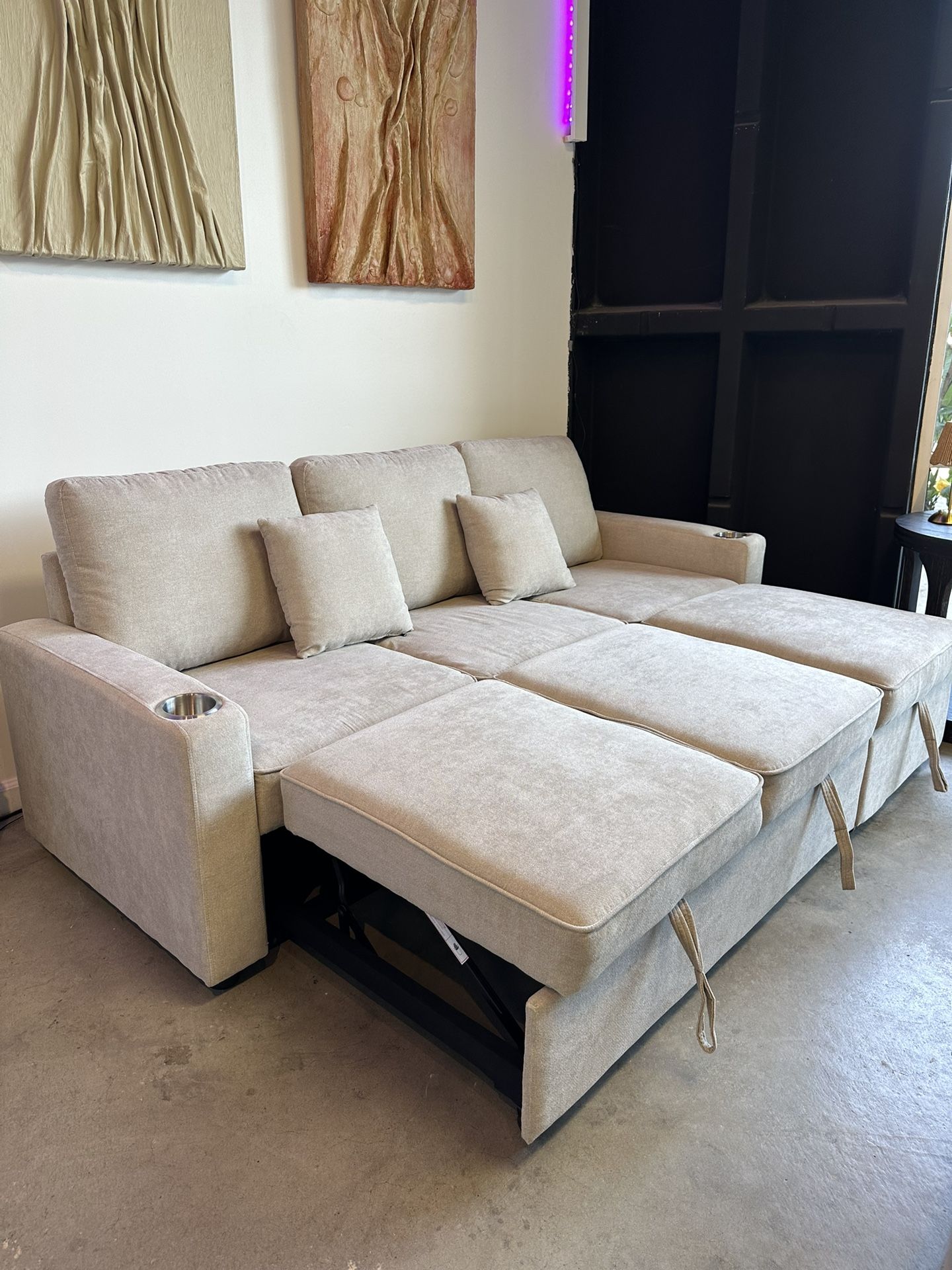 NEW Smart Sleeper Sofa Couch w/ Pull-Out Bed & Chaise β Small Space Sectional $495