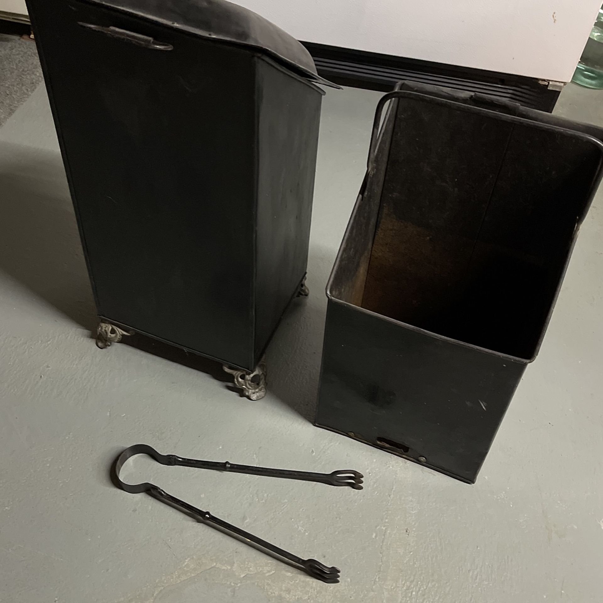 Vintage Coal Hod With Tongs ( Price Lowered). Still available As Of 10/24