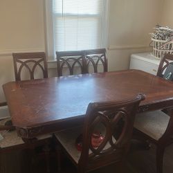 Solid Wood Dining Table + 7 Chairs – Heavy, Quality Set – $150 (Must Sell)