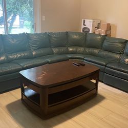 Natuzzi Leather Sectional Sleeper Sofa With Ottoman
