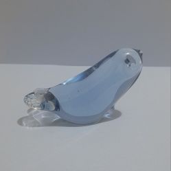 Murano hand blown Sky blue glass seal paperweight figurine.