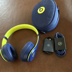 Blue And Yellow beats Headphones