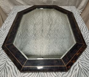 Vintage 1980"s Maitland Smith Tessellated Stone W Brass Inlays Mirror