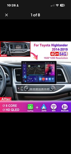 For Toyota Highlander 2014-2019 Carplay Car Stereo Radio Android 14 GPS NAVI BT