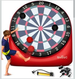 Swooc Games - Premium Inflatable Giant Kick Darts (15+ Ways to Play) - Jumbo Soccer Dartboard with Air Pump - Big Carnival Games Regular list $199.99