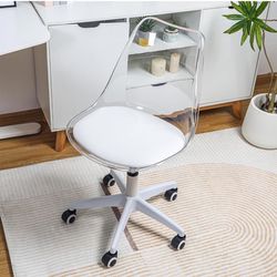 Acrylic Clear Desk Chair with Wheels, Adjustable Height Home Office Armless Ghost Swivel Chair