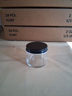 Glass 2 oz jar with black steel lid