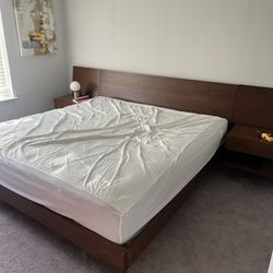 King Sized Bed-frame With Nightstands Attached 