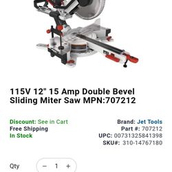 JET 12 INCH MITER SAW 115V 