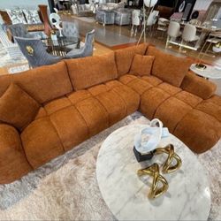 Orange Sectional Sofa Soft Cozy New Style 