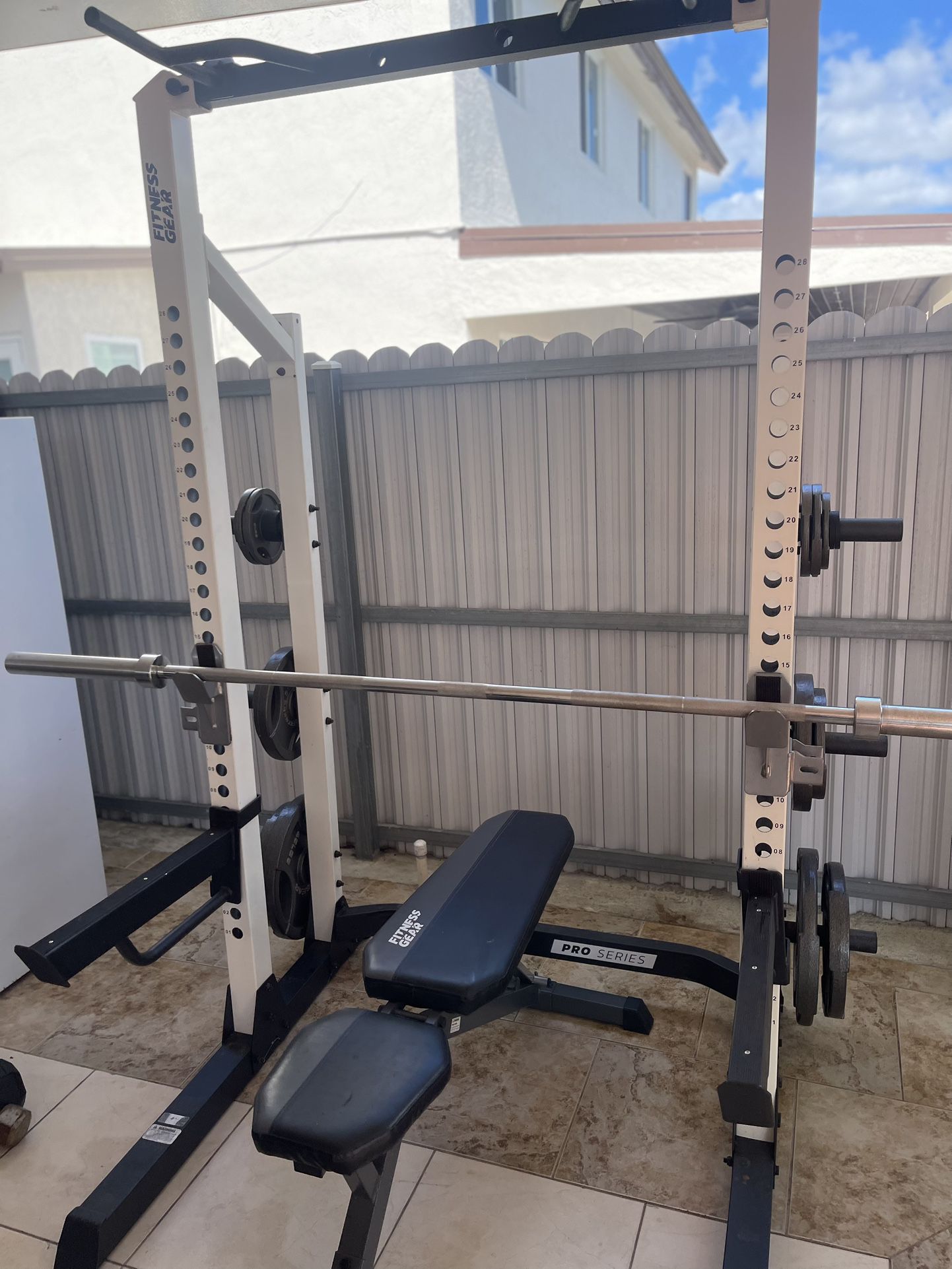 Bench with Rack and Weights