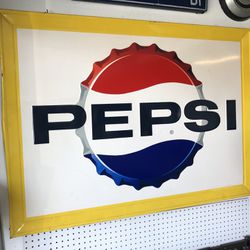 1965 Pepsi Stout Advertising Tin Sign Soda Oil Gas