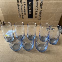 Vintage Blue Glass Shot Glasses – Set of 8