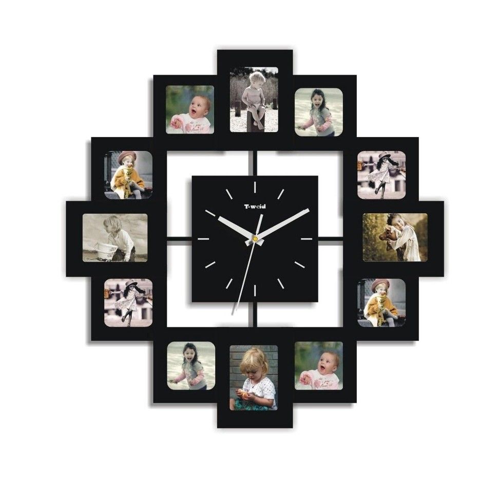 Wall Clock with Multiple Picture Frames, Home Decor, Bedroom, Living Room