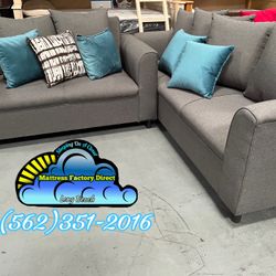 Living Room Sofa Set Grey Double Seater & Triple Seater 