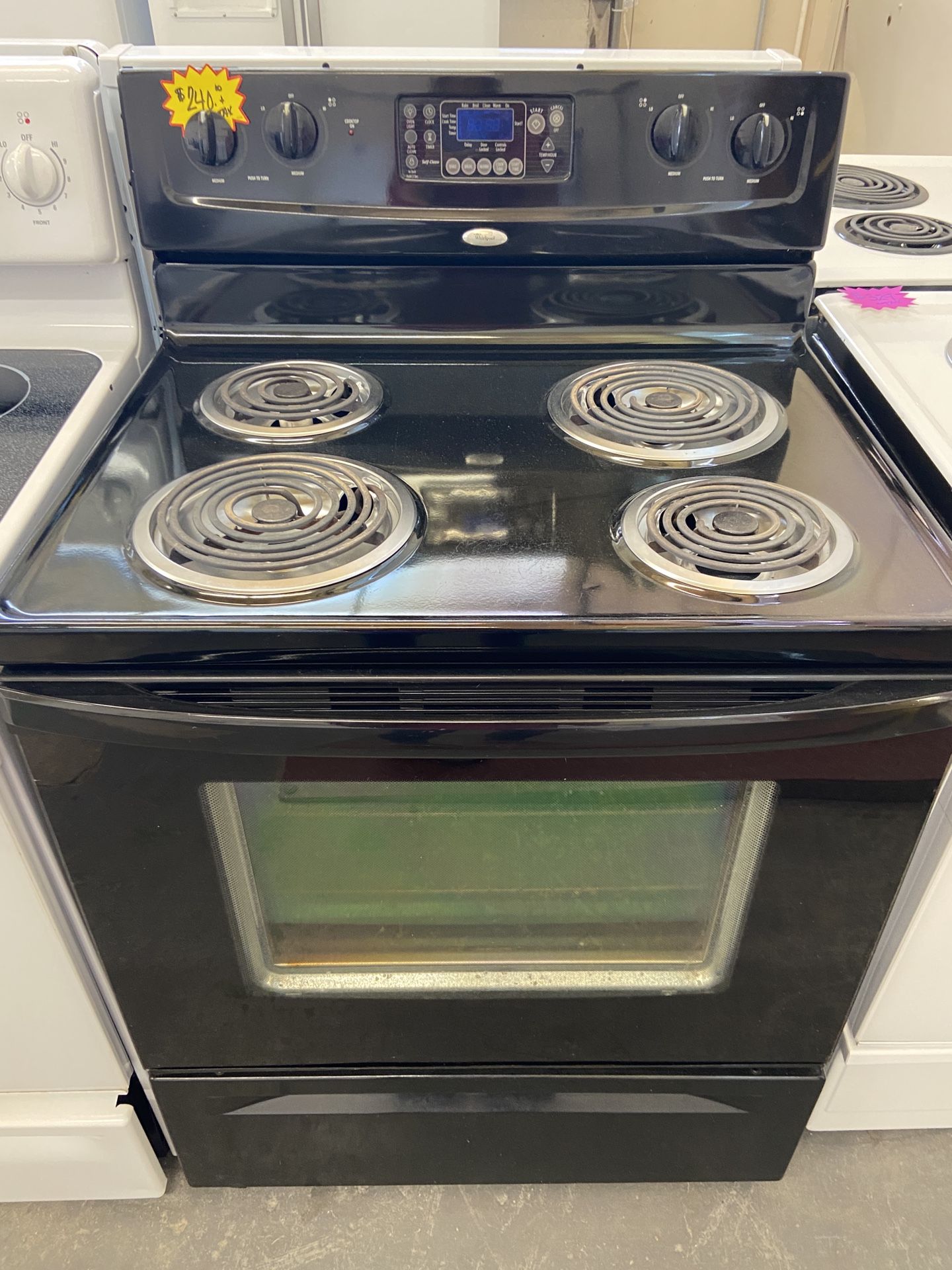 BLACK WHIRLPOOL COIL TOP STOVE