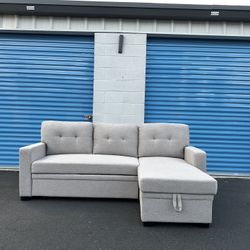 Gray Sofa Chaise Couch With Pullout Bed/Storage 🚛🚚 Free Delivery 🚛🚚