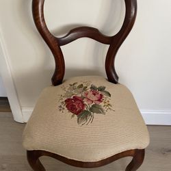 Vintage Wooden Chair With Crochet Seat