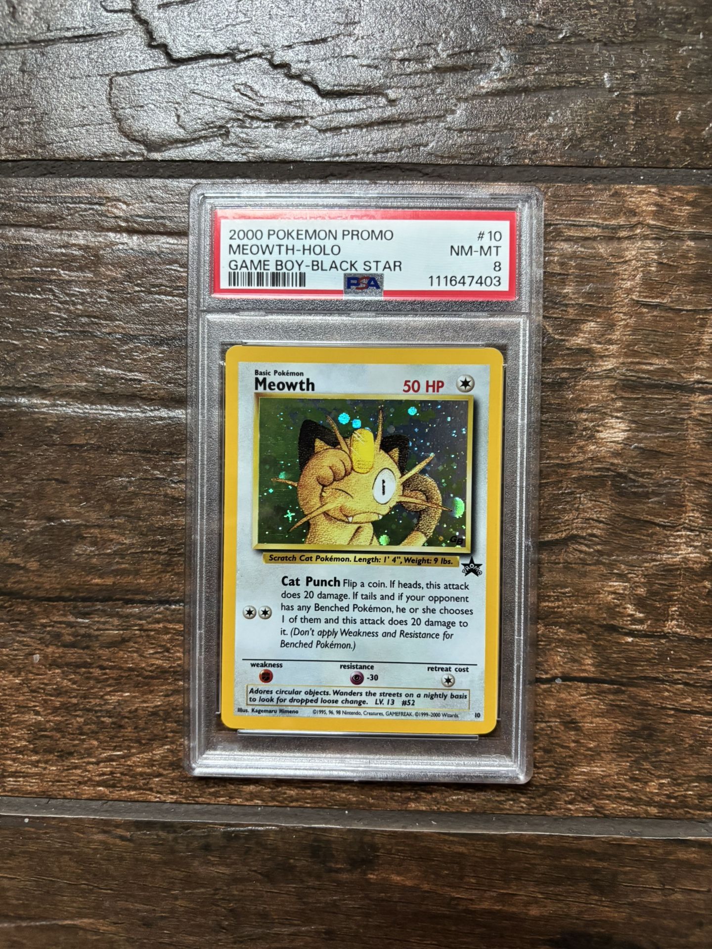 PSA 8 Meowth holo Game Boy Black Star Promo - 2000 Pokemon Promo