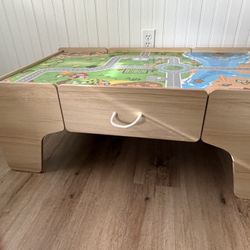 Wood train and cars table for toddlers 