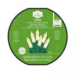 Christmas 200 Sync 8-Function Warm White LED Lights