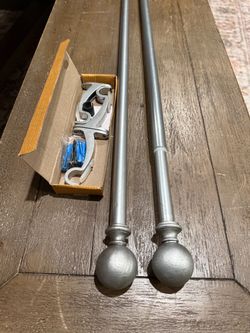 Silver Curtain Rods with Ball Finials Set of 2