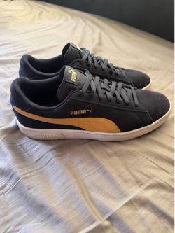 PUMA Suede Shoes. Mens size: 10.5. Blue/Tan. Leather Suede. Soft Foam+ Insoles