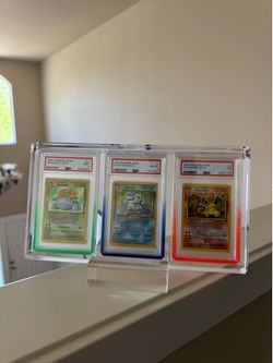 Pokemon Base Set Trio With Phantom Display Triple Graded Guard Case