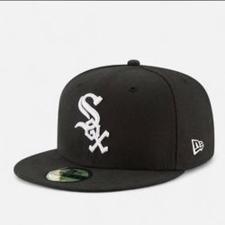 Black New Era 59fifty fitted hat with white Sox logo