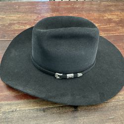 Serratelli 6x Longhorn Hat (NOS) 7 1/2 Black Cowboy Hat Cattleman’s Crease 