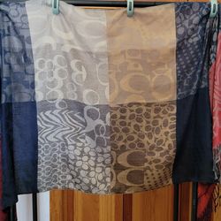 authentic Coach Signature Patchwork Wrap (also often called a "Signature Oversized Scarf").