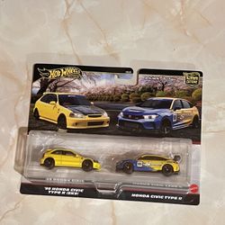 Hot Wheels Premium Car Culture 2 Pack '99 Honda Civic Type R EK9 & Spoon FL5