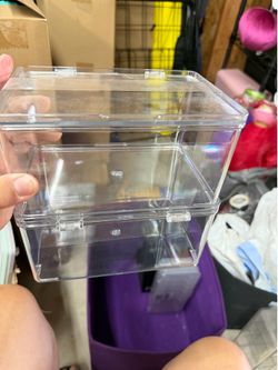 2 clear stackable storage organizers containers
