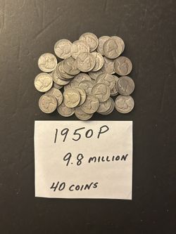 Coins – 1950P (Philadelphia mint) - approx. 9.8 million coins minted – Total 40 coins $32