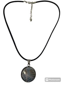 Stainless Steel Abstract Design Pendant 1 Inch w/ 18” Suede Chain