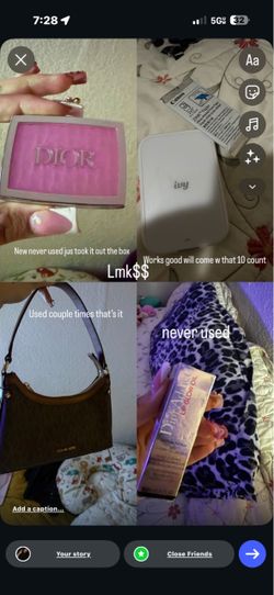 Purse , makeup , photo printer
