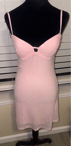 Windsor Pink Sequin Mesh Bodycon Mini Dress Straps V-Neck Size M