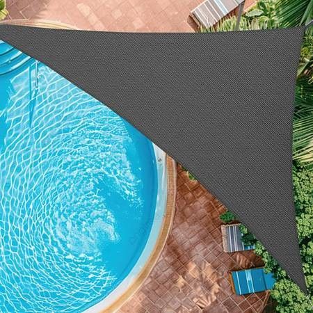 NEW 12'x12'x12' Sun Shade Sail Curved Commercial Outdoor Shade Cover Turquoise Triangle Permeable 185GSM UV Block Sunshade for Backyard Yard Deck Pati