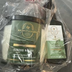 BRAND NEW BATH AND BODY WORKS  4 SET OF AROMATHERAPY EUCALYPTUS + SPEARMINT 