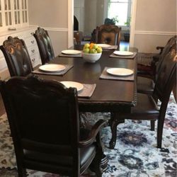 Kiera Brown Formal Extendable Dining Set Table And 6 Chairs 