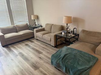 Beige Fabric Sofa and Loveseat Set