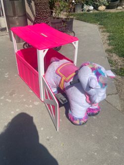 Riding unicorn no charger  $30, car seats$20 ea.,folding high chair $ 10, bike $20 , dog house $20