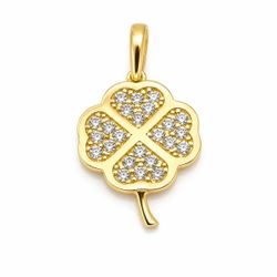 14K Yellow Gold Flower Pendant 13.5mm Lucky Charm