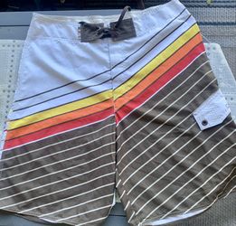 Hang Ten Board Shorts Mens Multicolor Striped Swim Trunks Beach Surfing 34